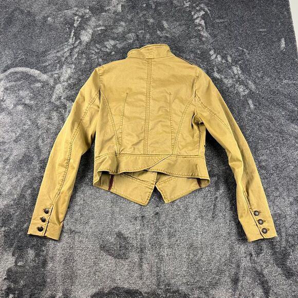SOLD Free People "Shrunken Officer" Jacket Military Green Embellished Women's S - Picture 8 of 11